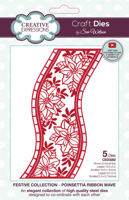 Creative Expressions Craft Dies By Sue Wilson-Festive Poinsettia Ribbon Wave - 5A002838-1GB58 - 5055305989333
