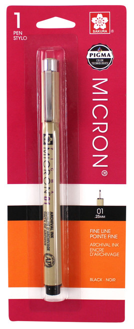 6 Pack Sakura Pigma Micron Pen 01 .25mm-Black 30181 - 053482301813