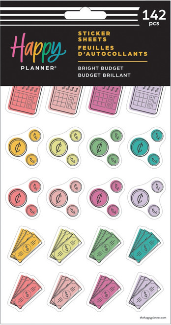 3 Pack - Happy Planner Sticker Sheets 5/Sheets-Bright Budget; 142 Pieces - 5A00212Z-1G3Z7 - 673807685321