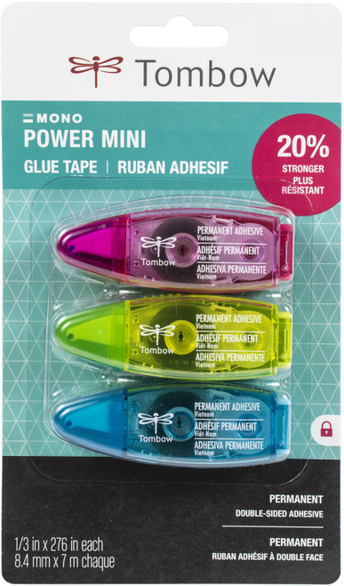 2 Pack - Tombow MONO Power Mini Glue Tape 3/Pkg-1/3"X276" - 62140 - 085014621403 2 Pack - Tombow MONO Power Mini Glue Tape 3/Pkg-1/3"X276" - 62140 - 085014621403