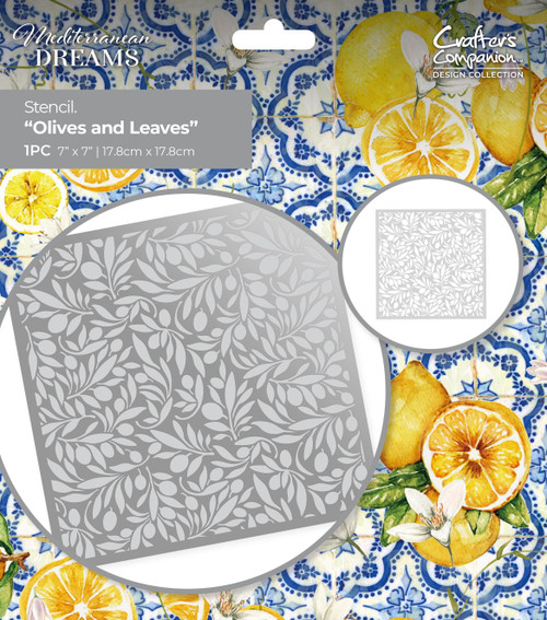 3 Pack Crafter's Companion Mediterranean Dreams Stencil 7"X7"-Olives & Leaves MEDOAL - 195094089533