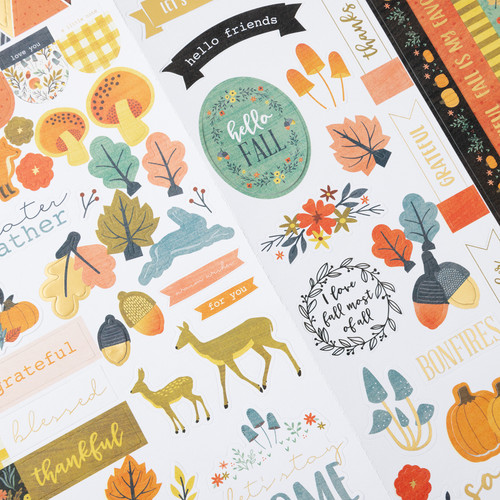 3 Pack - American Crafts Farmstead Harvest Stickers 6"X12" 77/Pkg-Gold Foil - ACFH4726