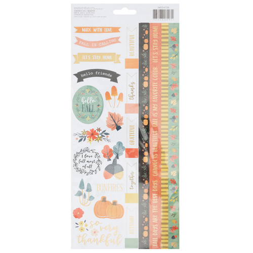3 Pack American Crafts Farmstead Harvest Stickers 6"X12" 77/Pkg-Gold Foil ACFH4726