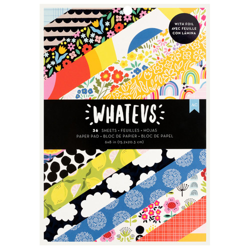 2 Pack - Amerian Crafts Double-Sided Paper Pad 6"X8" 36/Pkg-Black Foil, Whatevs - 34030585 - 765468072500