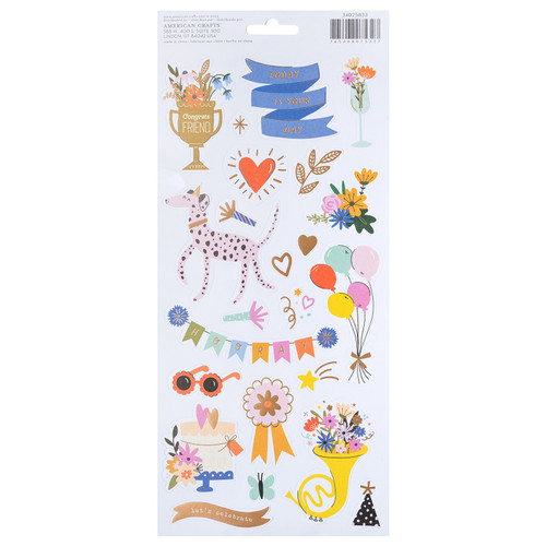 3 Pack - American Crafts Cardstock Stickers 6"x12" 48/Pkg-Gold Foil, Life Of The Party - 34025833 3 Pack - American Crafts Cardstock Stickers 6"x12" 48/Pkg-Gold Foil, Life Of The Party - 34025833