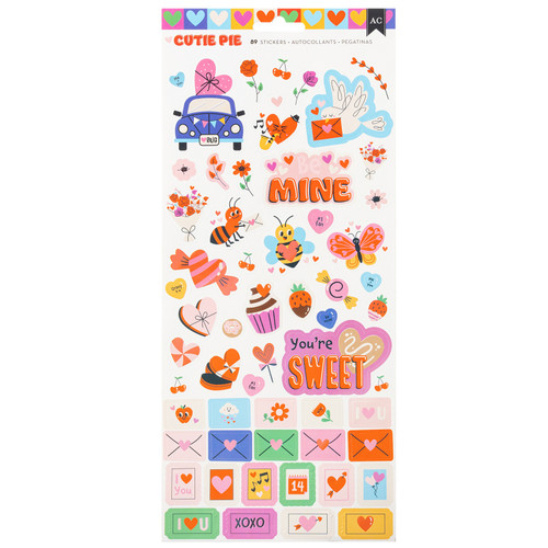 3 Pack - American Crafts Cutie Pie Stickers 6"X12" 88/Pkg-Foil - 34027437 - 765468061771