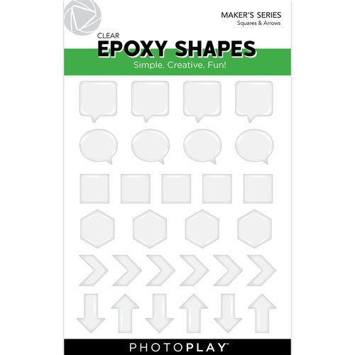 3 Pack - PhotoPlay Clear Epoxy Stickers-Squares & Word - 5A002B1Z-1GDHR - 709388344484