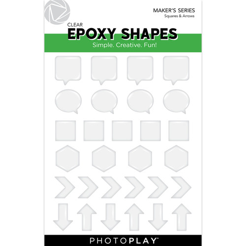 3 Pack PhotoPlay Clear Epoxy Stickers-Squares & Word 5A002B1Z-1GDHR - 709388344484