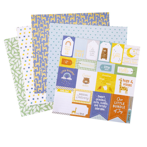 American Crafts Double-Sided Paper Pad 12"X12" 24/Pkg-Gold Foil, Hello Little Boy - 34030012 American Crafts Double-Sided Paper Pad 12"X12" 24/Pkg-Gold Foil, Hello Little Boy - 34030012