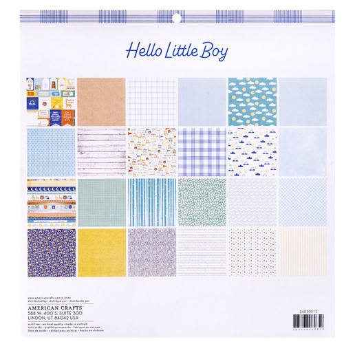 American Crafts Double-Sided Paper Pad 12"X12" 24/Pkg-Gold Foil, Hello Little Boy - 34030012 American Crafts Double-Sided Paper Pad 12"X12" 24/Pkg-Gold Foil, Hello Little Boy - 34030012