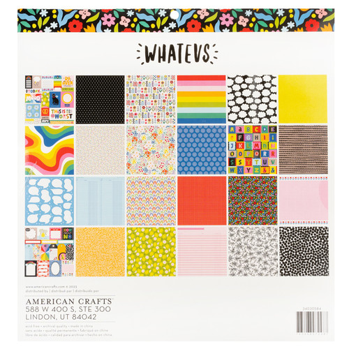 American Crafts Double-Sided Paper Pad 12"X12" 24/Pkg-Black Foil, Whatevs - 34030584 American Crafts Double-Sided Paper Pad 12"X12" 24/Pkg-Black Foil, Whatevs - 34030584