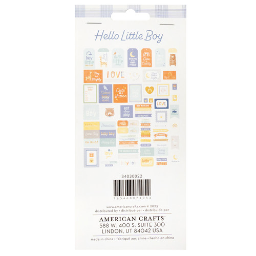 3 Pack American Crafts Hello Little Boy Ephemera Die-Cuts 61/Pkg-Journaling, Gold Foil 34030022