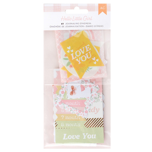 3 Pack - American Crafts Hello Little Girl Ephemera Die-Cuts 61/Pkg-Journaling, Gold Foil - 34030048 - 765468074252