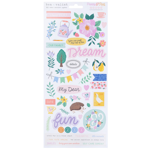 3 Pack - American Crafts Cardstock Stickers 6"X12" 102/Pkg-Poppy And Pear - 34025799 - 765468076218