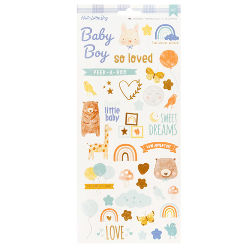 3 Pack - American Crafts Cardstock Stickers 6"X12" 91/Pkg-Hello Little Boy - 34030014 - 765468060873