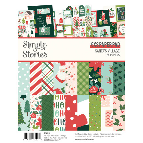 2 Pack Simple Stories Double-Sided Paper Pad 6"X8" 24/Pkg-Santa's Village 5A0029MP-1GD1C - 810150772920