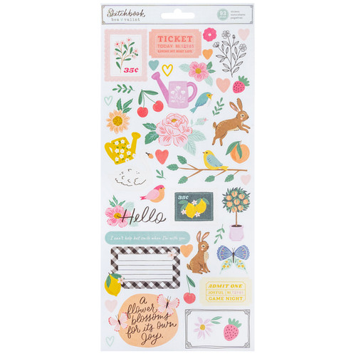 3 Pack - Bea Valint Sketchbook Cardstock Stickers 6"X12"-93 Pieces - 5A00264K-1G8ZX - 765468029894