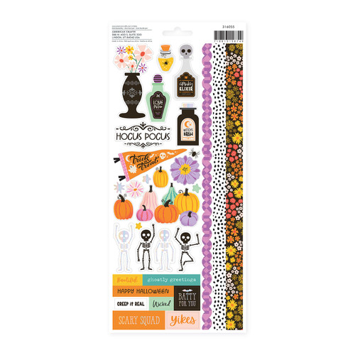 3 Pack Paige Evans Tricks & Treats Cardstock Stickers 6"X12"-77 Pieces 5A0027C5-1G9NK