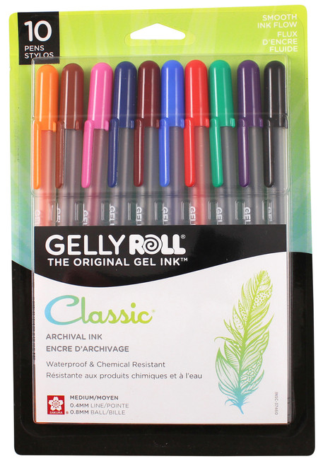 Sakura Gelly Roll Medium Point Pens 10/Pkg-Assorted Colors - 37460 - 053482374602