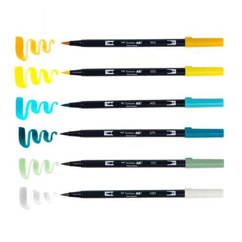 Tombow Dual Brush Markers 6/Pkg-Lemon Squeezy DBP6-56238
