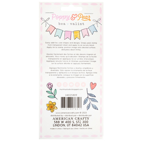 3 Pack - American Crafts Poppy And Pear Acrylic Stamp Set-12/Pkg - 34025809