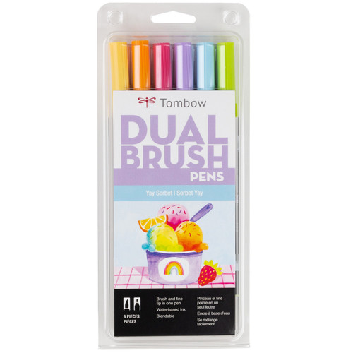 Tombow Dual Brush Markers 6/Pkg-Yay Sorbet DBP6-56240 - 085014562409