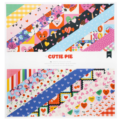 American Crafts Double-Sided Paper Pad 12"X12" 24/Pkg-Cutie Pie - 34027435 - 765468061757