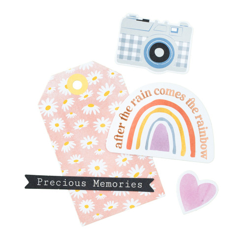 3 Pack - American Crafts Rainbow Avenue Ephemera Die-Cuts 70/Pkg-Icons, Rose Gold - 34025876