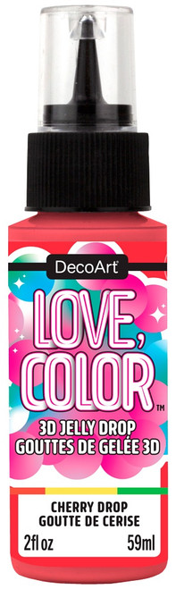 3 Pack DecoArt Love Color 3D Jelly Drops 2oz-Cherry Drop 5A0024LX-1G7YM - 766218155757