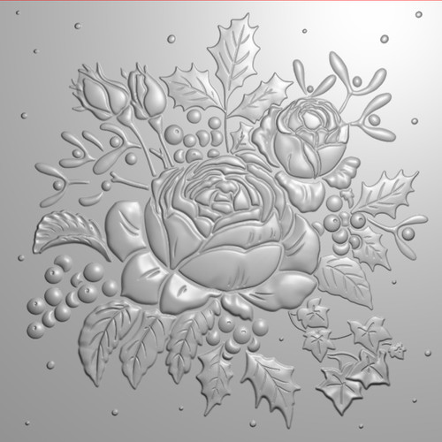 2 Pack Sara Signature 3D Embossing Folder 5.5"X5.5"-Christmas Roses 5A0025TQ-1G8L0