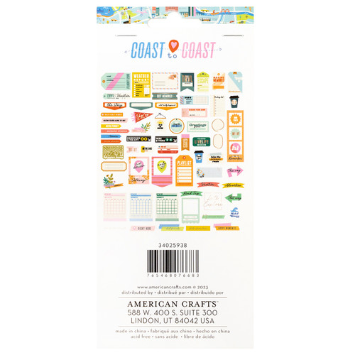 3 Pack - American Crafts Coast-to-Coast Ephemera Die-Cuts 68/Pkg-Journaling, Foil - 34025938