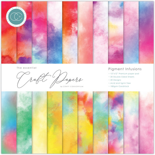 Craft Consortium Double-Sided Paper Pad 12"X12"-Pigment Infusions - 5A002B15-1GDH2 - 5060921932342