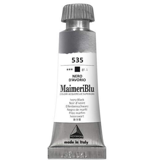 MaimeriBlu Superior Watercolor Paint 12ml-Ivory Black - 5A0029RR-1GD69 - 8032810007711