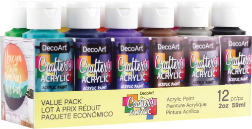 DecoArt Crafter's Acrylic Value Pack 12/Pkg-Assorted Colors 5A0022FP-1G55C - 766218084446