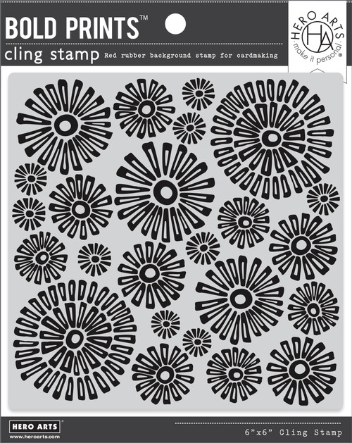 Hero Arts Cling Stamp 6"X6"-Sunburst Flowers Bold Prints - 5A0025RV-1G8J4 - 085700944526