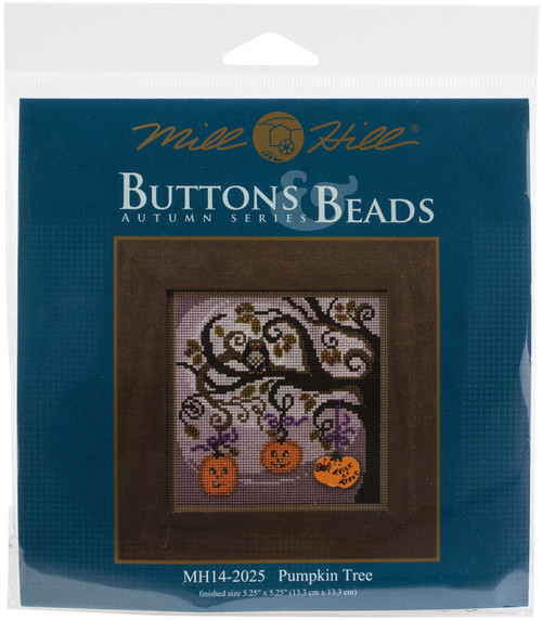 Mill Hill Buttons & Beads Counted Cross Stitch Kit 5"X5"-Pumpkin Tree (14 Count) MH142025 - 098063875093