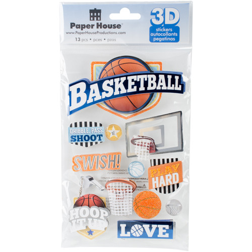 3 Pack - Paper House 3D Stickers 4.5"X7.5"-Basketball Swish - STDM261E - 767636377561 3 Pack - Paper House 3D Stickers 4.5"X7.5"-Basketball Swish - STDM261E - 767636377561