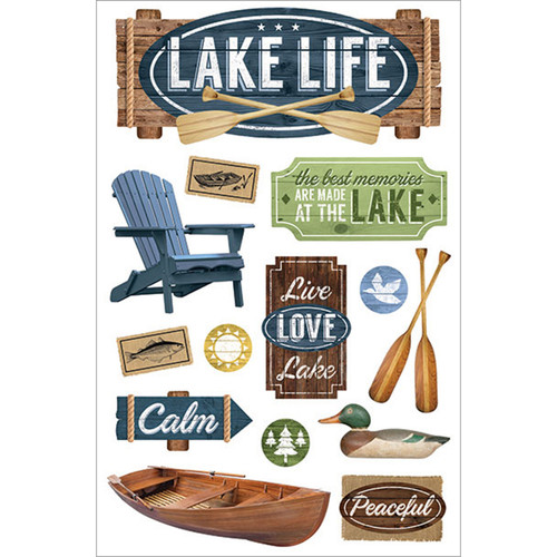 3 Pack - Paper House 3D Stickers 4.5"X7.5"-Lake Life - STDM249E