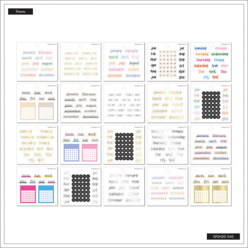 2 Pack Happy Planner Tiny Sticker Pad 3.5"X3.3" 20/Sheets-Journaling Monthly Essentials P2H20045