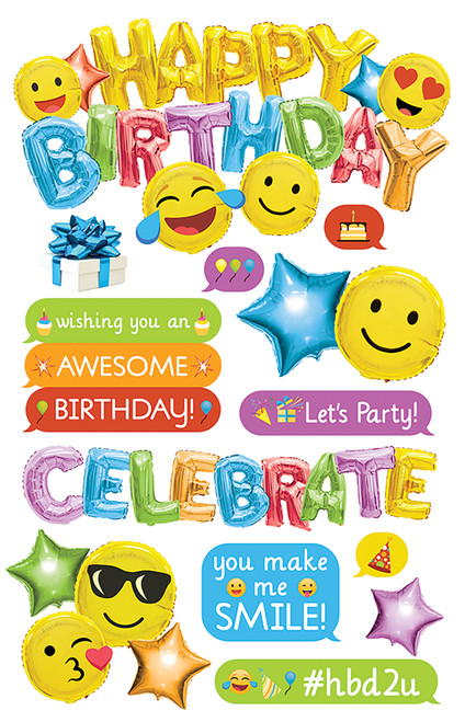 3 Pack Paper House 3D Stickers 4.5"X7.5" -Emoji Birthday STDM293E