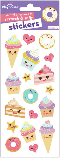 6 Pack - Paper House Scratch And Sniff Stickers-Strawberry Kawaii - STSC7002 - 767636827844