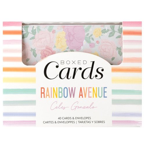 American Crafts A2 Cards W/Envelopes (4.375"X5.75") 40/Box-Rainbow Avenue 34025887 - 765468075860