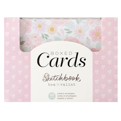 American Crafts A2 Cards W/Envelopes (4.375"X5.75") 40/Box-Bea Valint Sketchbook - 5A00264Z-1G8ZS - 765468029993
