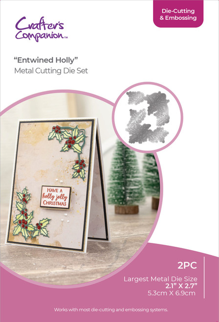 2 Pack Crafters Companion Die Cutting and Embossing-Entwined Holly CEMDENTH - 195094098443