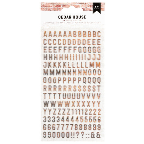 3 Pack - American Crafts Cedar House Puffy Stickers 179/Pkg-Alpha, Matte - 34030342 - 765468083407