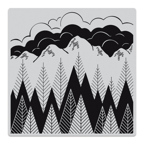 Hero Arts Cling Stamp 6"X6"-Mountains & Trees Bold Prints HA-CG923