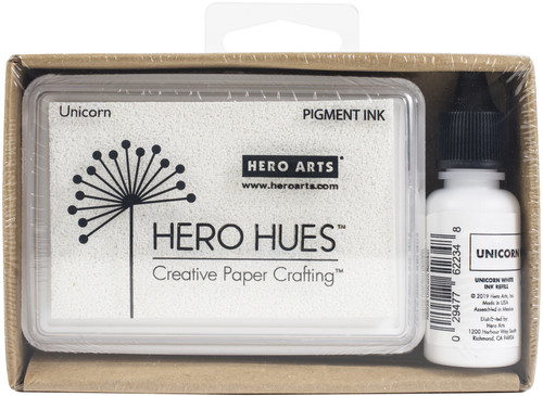 Hero Arts Pigment Ink Pad + Reinker Bundle-Unicorn White - AF472 - 085700930703