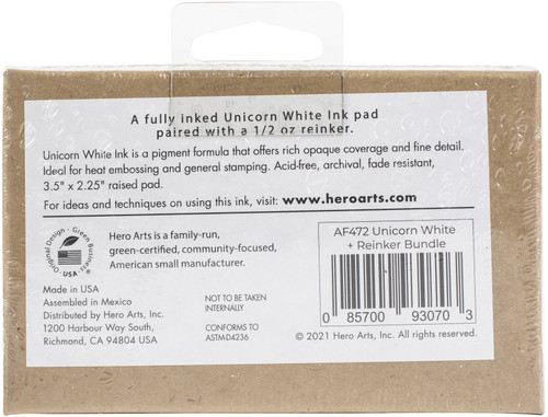 Hero Arts Pigment Ink Pad + Reinker Bundle-Unicorn White - AF472