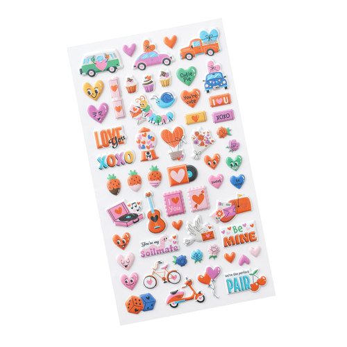 3 Pack - American Crafts Cutie Pie Puffy Stickers 57/Pkg-Icons - Iridescent Foil - 34027440