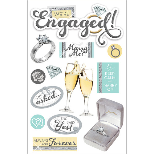 3 Pack - Paper House 3D Stickers 4.5"X7.5"-Engaged - STDM197E 3 Pack - Paper House 3D Stickers 4.5"X7.5"-Engaged - STDM197E